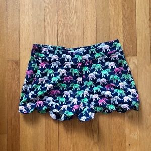 Elephant scalloped hem shorts navy Crown & Ivy